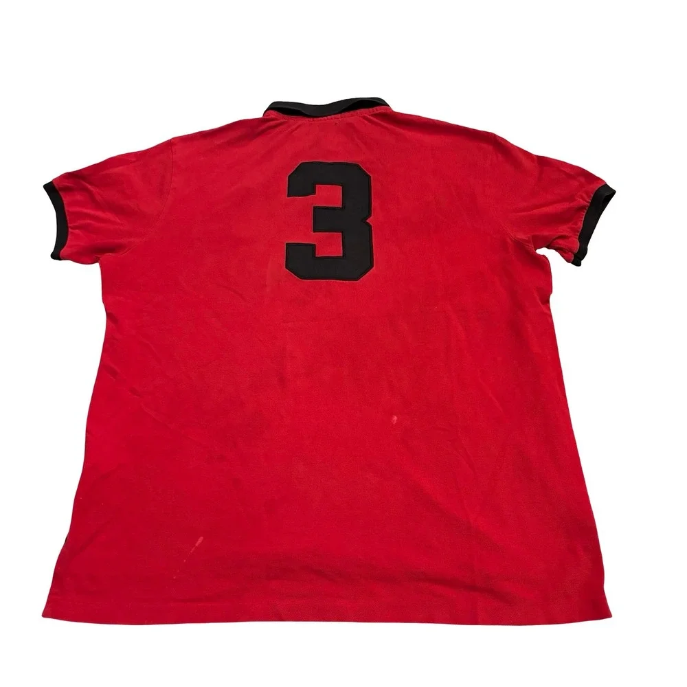 Polo Ralph Lauren Mens XXL Chicago Big Pony Custom Fit Polo Shirt Red Black